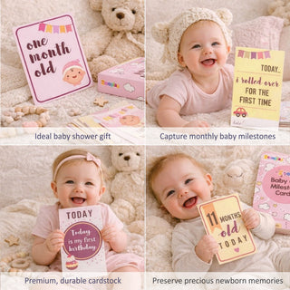 Baby Girl Milestone Cards- Pack of 24