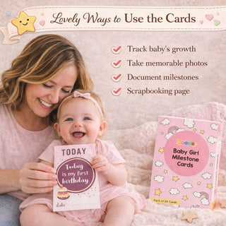 Baby Girl Milestone Cards- Pack of 24