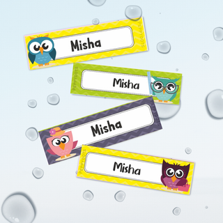 Waterproof Labels - Zig Zag Owl - Pack of 88 labels - PREPAID ONLY  (Dispatch in 5-6 Days)