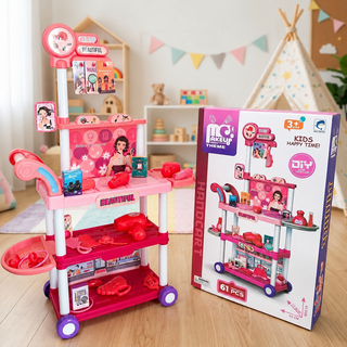61pcs Beauty Salon Trolley Play Set with Makeup Accessories