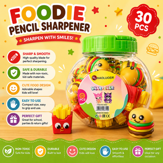 Kawaii Foodie Pencil Sharpener Set | Burger & Fries | Kids' Stationery Gift