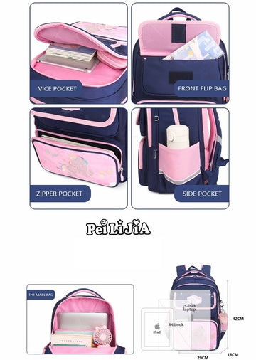 Premium Quality Large Capacity Unicorn Embroidery Printed School Bags