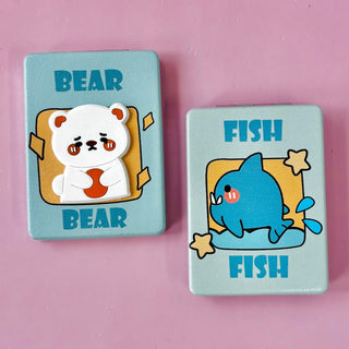 3D Animal Design Pocket Size Rectangle Compact Mirror (Random) 1pc
