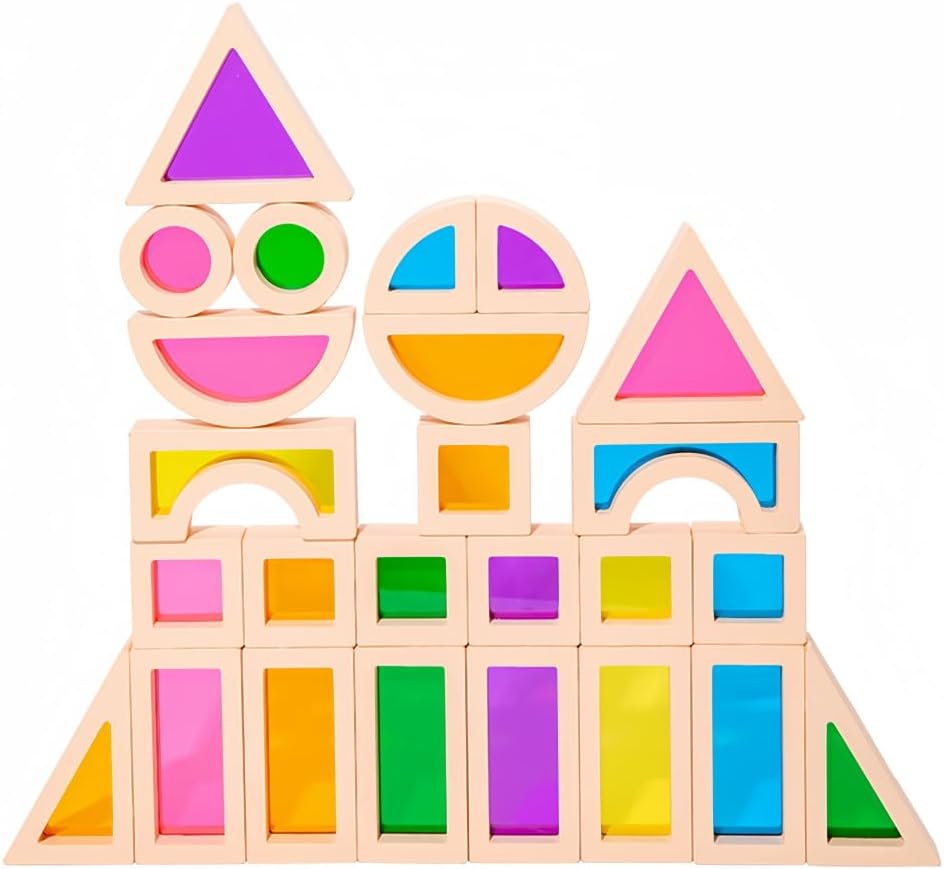 25Piece Acrylic Transparent Wooden Building Block Set Cots and Cuddles