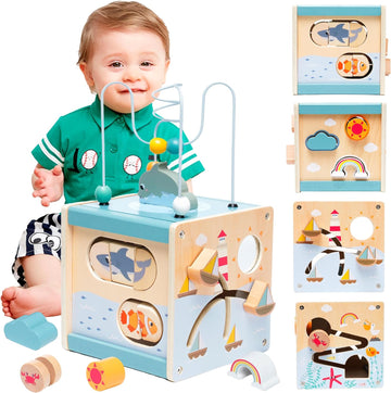 6-in-1 Wooden Activity Cube for Toddler