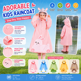 Adorable Cartoon Animal Raincoat for Kids (Only Raincoat)