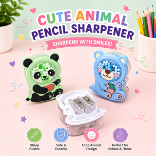 Kawaii Animal Pencil Sharpener — Panda & Bear | Double Blade | Safe for Kids (Random)