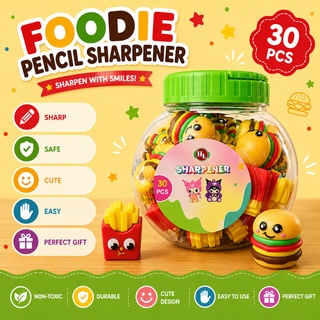 Kawaii Foodie Pencil Sharpener Set | Burger & Fries | Kids' Stationery Gift