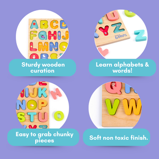 Cots and Cuddles Wooden Alphabet Board for Kids Age 1+