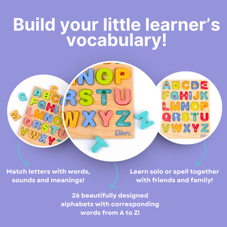 Cots and Cuddles Wooden Alphabet Board for Kids Age 1+