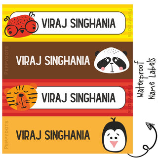 Waterproof Labels - ANIMAL FACES - Pack of 88 labels - PREPAID ONLY