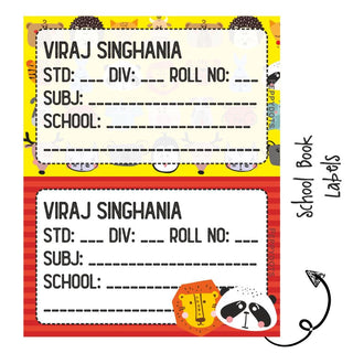 School Book Labels - Animal Faces - Pack of 36 labels - PREPAID ONLY