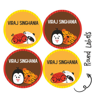 Round Waterproof Labels - Animal Faces (70 Pcs) (PREPAID ONLY)