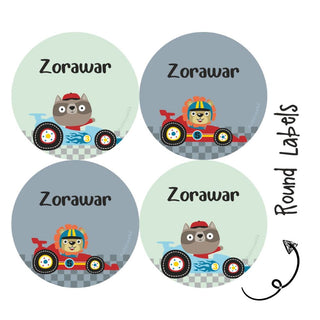 Round Waterproof Label - Animal Racer (70 Pcs) (PREPAID ONLY)