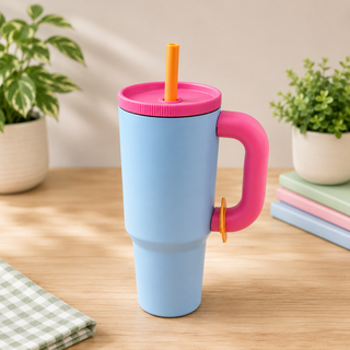 Insulated Tumbler with Handle & Straw | BPA Free | 5 Bright Colors