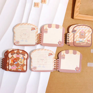 Kawaii Toast Shaped Spiral Notebook | Cute Bread Character Mini Notepad