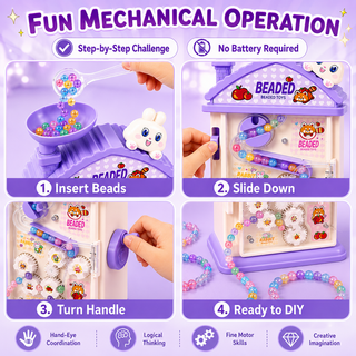 DIY Bead Machine House Jewellery Making Kit for Girls – Colourful Beads & Charms, Age 3+(Random)