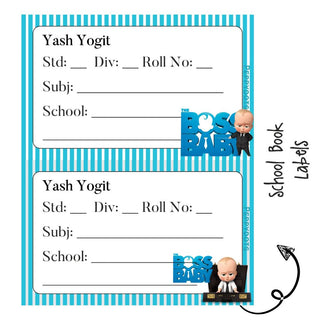 School Book Labels - Baby Boss - Pack of 36 labels - PREPAID ONLY
