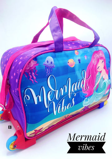 Cartoon-Themed Duffel Bag with Trolley For Kids (Mermaid)