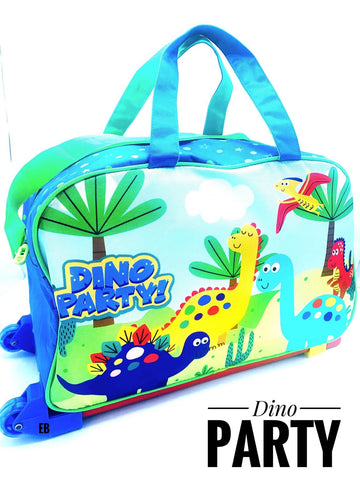 Cartoon-Themed Duffel Bag with Trolley For Kids (Dino Party)