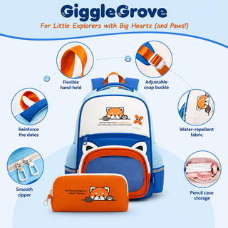 Cute Kids Backpack Set with Pencil Case – Bunny & Fox Design