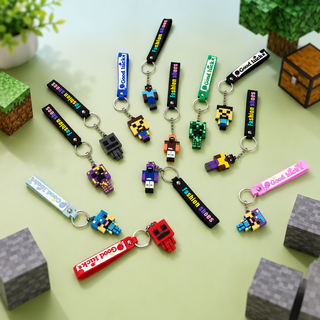 Minecraft Character Keychains | Pixel Figure Bag Charm for Kids