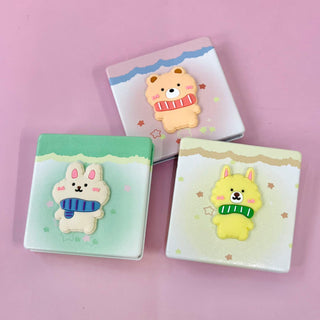 3D Animal Design Pocket Size Square Compact Mirror (Random) 1pc