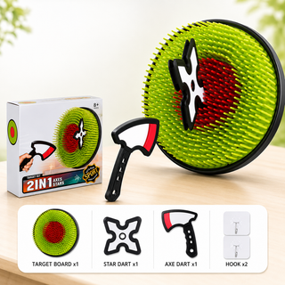Kids Throwing Target Game Set – Soft Axe & Ninja Star with Adhesive Wall Hook