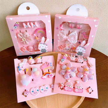 Sweet Kids Hair Clips: 10-Piece Set of Cute Cartoon Flower Bow Hairpins for Baby Princesses