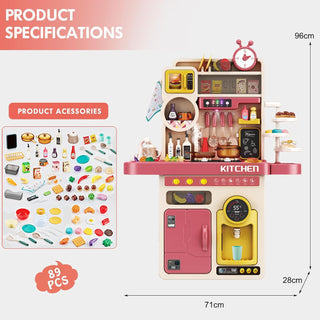 89 Pcs Play House Full Kitchen Toys Set for Children Pretend Play