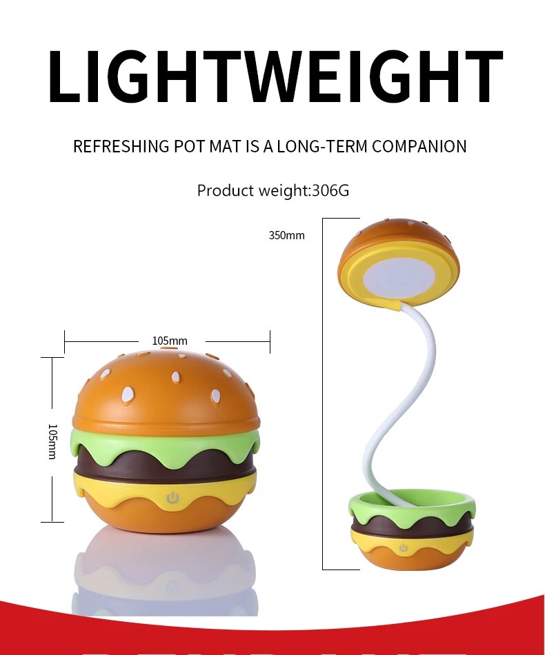 Burger Delight: Folding LED Night Lamp for Kids – Cots and Cuddles