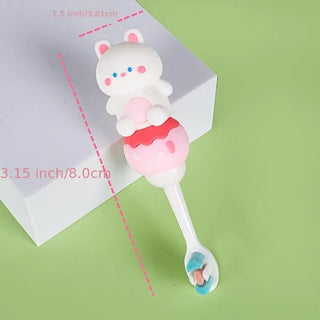 Cute 3D Teddy Bear Shape Microfiber Soft Bristles Toothbrush with Travel Case for Kids Age 2+ (Pack of 1)