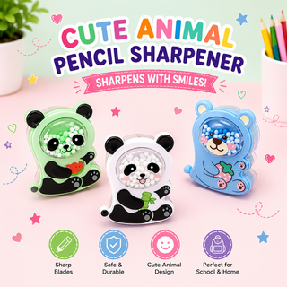 Kawaii Animal Pencil Sharpener — Panda & Bear | Double Blade | Safe for Kids (Random)