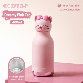 Chicu Tom Kawaii Animal Insulated Water Bottle 480ml