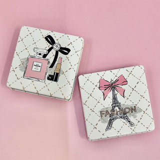 Paris Fashion Design Pocket Size Square Compact Mirror (Random) 1pc