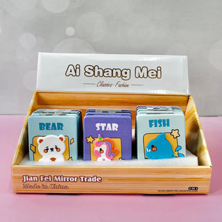 3D Animal Design Pocket Size Rectangle Compact Mirror (Random) 1pc