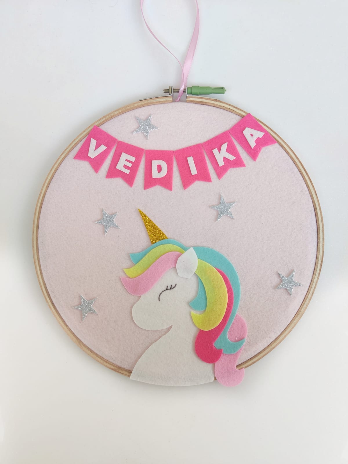 Hand-Crafted Embroidery Hoop Wall Hanging Art for Home Decor - Unicorn (PREPAID ORDER)