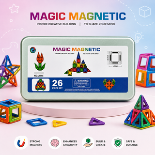 Magic Magnetic Tiles 26-Piece Building Set | STEM Toy for Kids