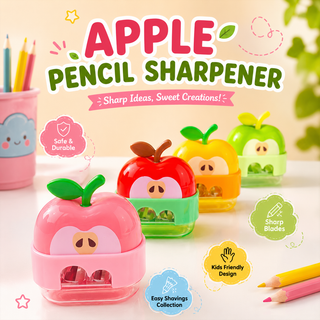 Kawaii Apple Pencil Sharpener for Kids | Dual Hole | Safe & Durable