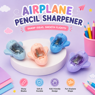 Airplane Pencil Sharpener for Kids — Cute Pastel Colours