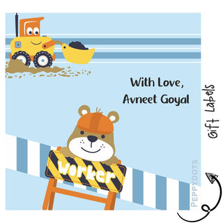 Gift Labels - Construction Bear (24pcs) (PREPAID ONLY)