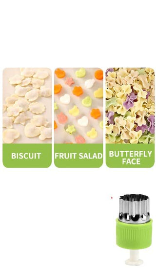 Cute Design Stainless Steel Cutter Set with Pusher – Pack of 6 (Green)