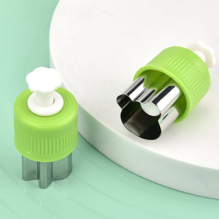 Cute Design Stainless Steel Cutter Set with Pusher – Pack of 6 (Green)