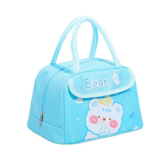 Cute Design Lunch Bag with Front Pocket for Kids (Bear Blue)