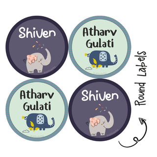 Round Waterproof Labels - Cute Elephant (70 pcs) (PREPAID ONLY)