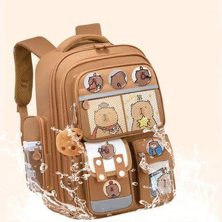Cute Cartoon Design Backpacks with Multiple Pocket for Kids (Capybara) (Navy Blue)