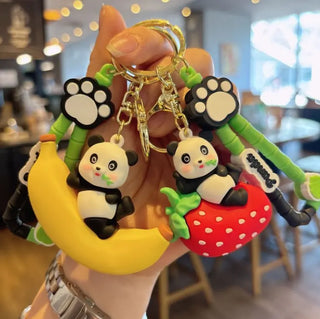 Premium Quality 3D Cute Fruit Panda Keychain for Kids Pack of 2