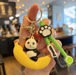 Premium Quality 3D Cute Fruit Panda Keychain for Kids Pack of 2