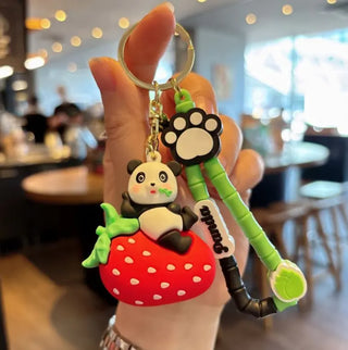 Premium Quality 3D Cute Fruit Panda Keychain for Kids Pack of 2