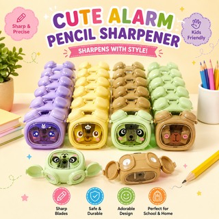 Kawaii Alarm Pencil Sharpener for Kids | Cute Animal Design | Safe & Sharp